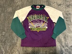 Sideline Authentic Raglan Shirt Kids 10 Purple Gray Sierra Trails Hiking Fishing